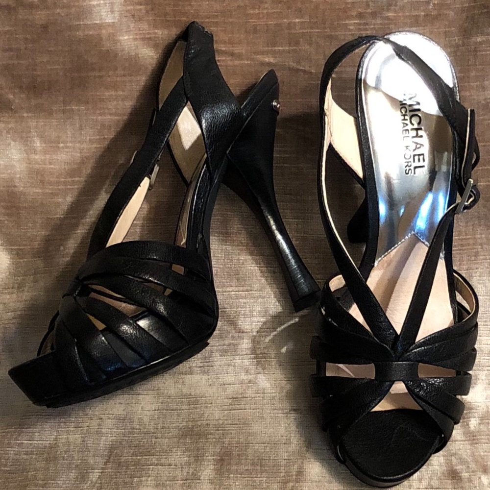 Michael Kors Strappy Black Leather Sandals